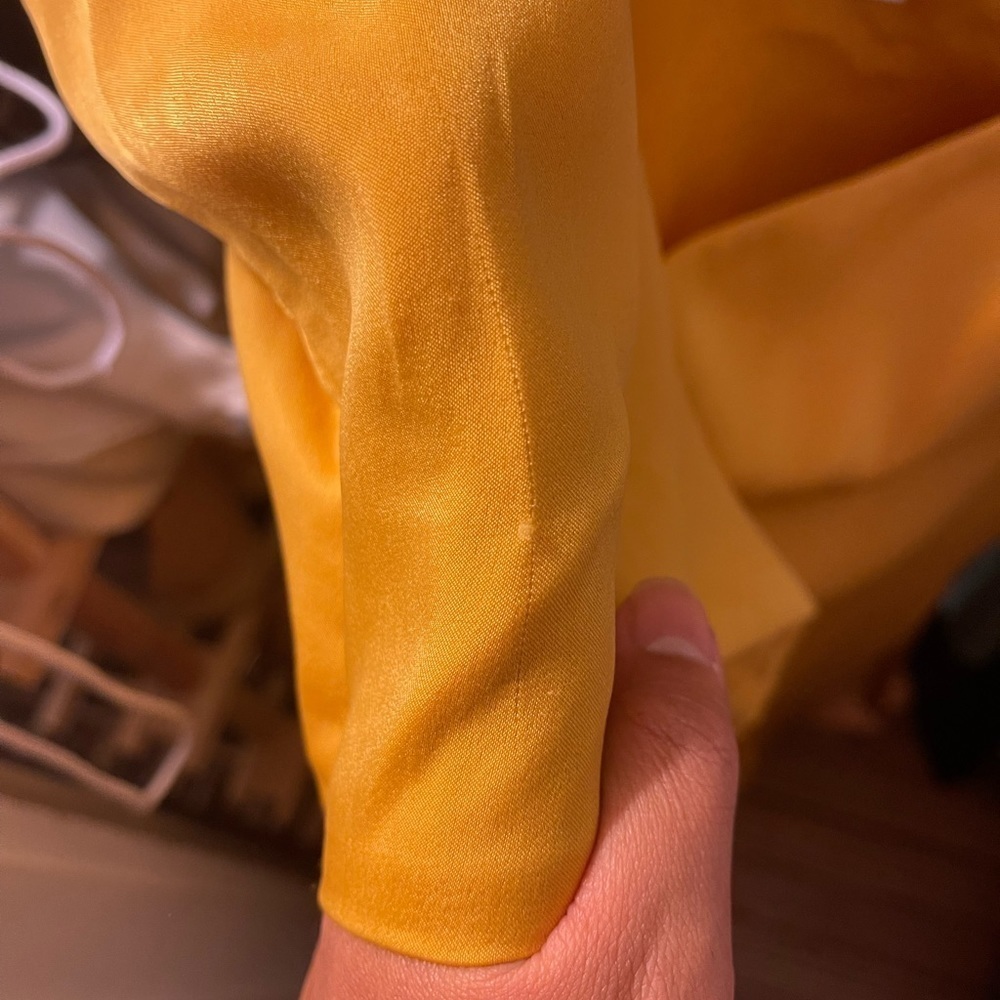 J.O.A. Yellow Mustard Satin Midi Wrap Dress​​​​ - Picture 8 of 8